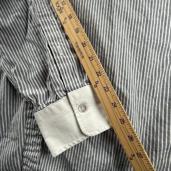 Gucci Striped Black White Contrast Collar Italy Made Button Up Shirt Size Woven - Picture 10 of 16
